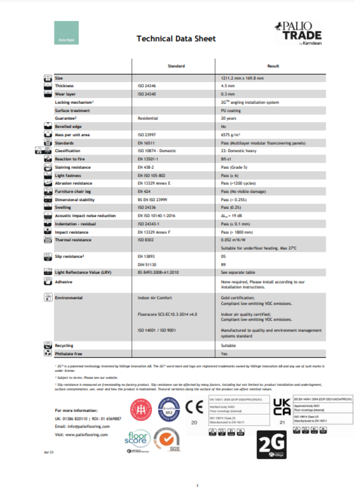 Palio Rigid Technical Data Sheet