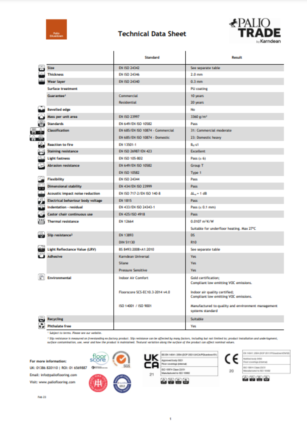 Palio Gluedown Technical Data Sheet image